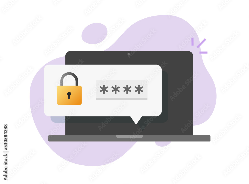 Poster password security lock icon vector or cyber digital privacy verification code push notification mess