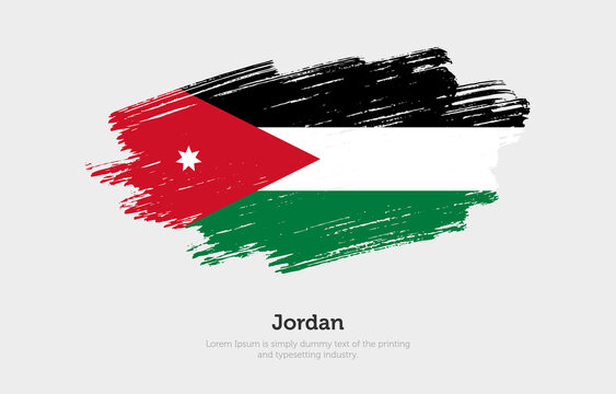 Modern brushed patriotic flag of Jordan country with plain solid background