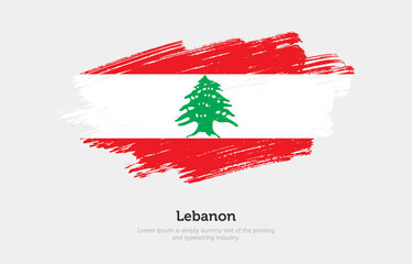 Modern brushed patriotic flag of Lebanon country with plain solid background
