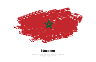 Modern brushed patriotic flag of Morocco country with plain solid background