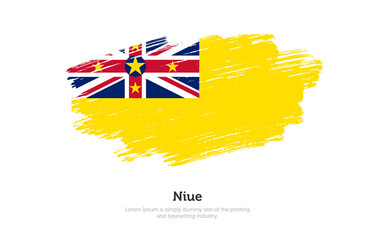 Modern brushed patriotic flag of Niue country with plain solid background