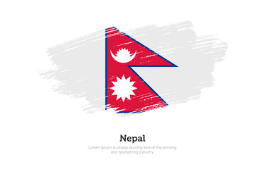 Obraz premium Modern brushed patriotic flag of Nepal country with plain solid background