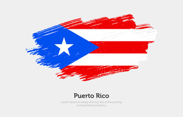 Modern brushed patriotic flag of Puerto Rico country with plain solid background