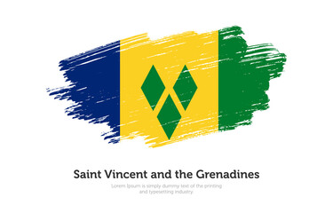 Modern brushed patriotic flag of Saint Vincent and the Grenadines country with plain solid background