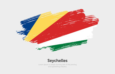 Obraz premium Modern brushed patriotic flag of Seychelles country with plain solid background