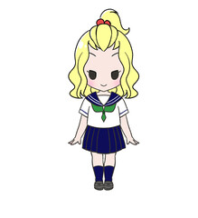 夏服のセーラー服を着たギャル※背景透過