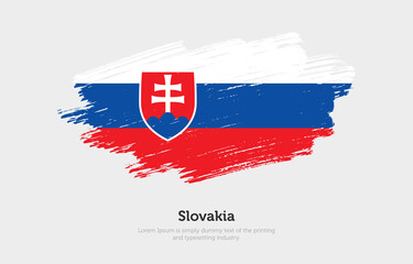 Modern brushed patriotic flag of Slovakia country with plain solid background