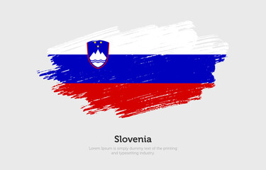 Modern brushed patriotic flag of Slovenia country with plain solid background