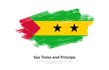 Modern brushed patriotic flag of Sao Tome and Principe country with plain solid background