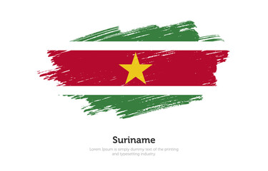 Modern brushed patriotic flag of Suriname country with plain solid background