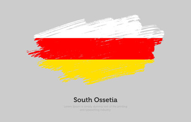 Modern brushed patriotic flag of South Ossetia country with plain solid background