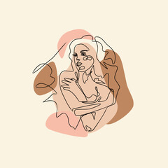 Vector illustration of woman in line art style