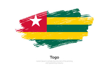 Modern brushed patriotic flag of Togo country with plain solid background