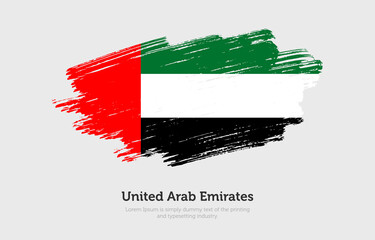 Modern brushed patriotic flag of United Arab Emirates country with plain solid background