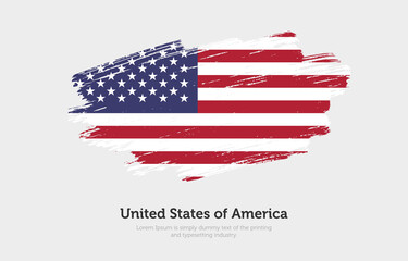 Modern brushed patriotic flag of United States of America country with plain solid background