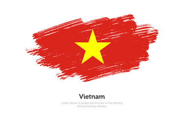 Modern brushed patriotic flag of Vietnam country with plain solid background