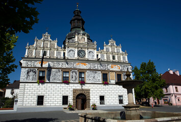 STRIBRO, CZECH - August 14 2022: historic town hall building on Stribro city square