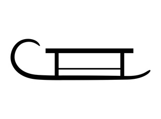 Sledge black icon isolated on white, Silhouette of sleigh