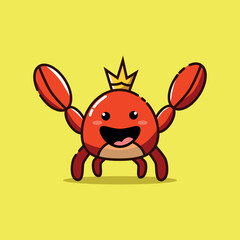 illustration vector graphic of king crab raised his claws and his smiled widely. perfect for children's books, icons, logos, etc.