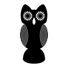 Black owl design on white background, Wisdom owl Icon Vector Illustration.