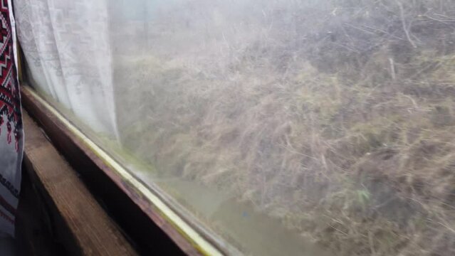 View from the train railway carriage window.