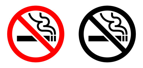 No smoking icon set. Cigar, tobacco prohibition symbol. Cigarette smoke forbidden, no smoking area warning sign. - obrazy, fototapety, plakaty