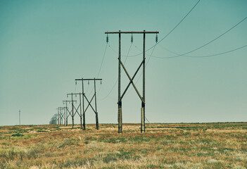 Overhead electric line in desert