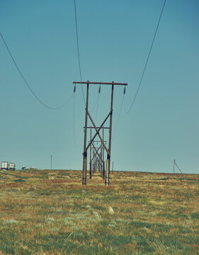 Overhead electric line in desert
