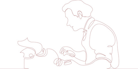 Oneline escritor con máquina de escribir