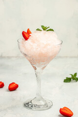 strawberry frose cocktail with pink wine Frose Slushy Smoothy Alcoholic Beverage. Boozy Frozen Rose Frose
