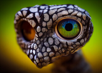 Naklejka premium Realistic head of a monster, realistic imaginary animal species for April Fools' Day or science fiction, cute