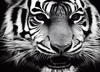 Tiger head, protected species to be protected, symbol of endangered wildlife in the natural world