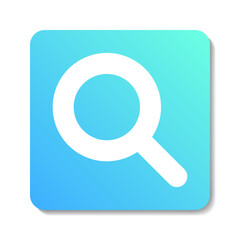Search flat icon. White sign on blue background. Best for polygraphy, mobile apps and web design.