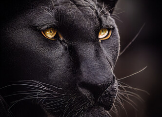 Black panther head, with yellow eyes, emblem of the wild life