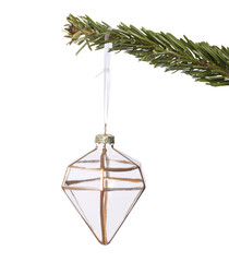 Boules de Noël transparentes aux bords cuivrés