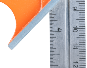 orange anjustable woodworking square with dual metric and imperial scales 
