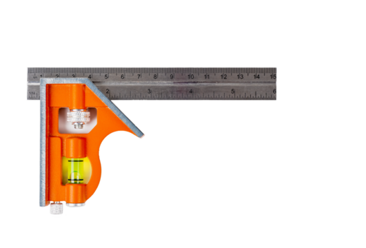 orange anjustable woodworking square with dual metric and imperial scales 