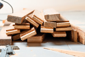 closeup of cut wooden slats
