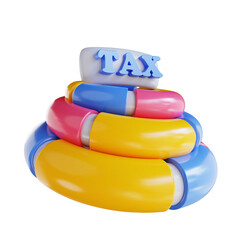 3D illustration tax payment infographic
