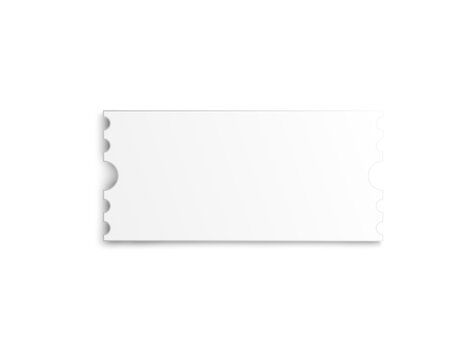 Blank concert paper ticket template, 3d realistic vector illustration isolated.