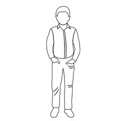 boy, guy sketch ,contour on white background isolated vector