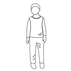 boy, guy sketch ,contour on white background isolated