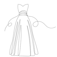dress sketch, one continuous line drawing, vector