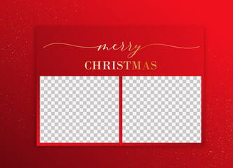 Fototapeta premium Merry Christmas 2 Photo Holiday Card with calligraphy.