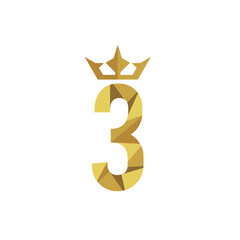 Number 3 Throne with Gold Crown Classic Premium Label Logo Design Template