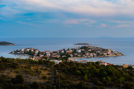 Evening view on the village Sevid in Croatia