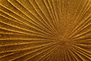 Golden glitter sun rays, gold metallic abstract lines background bg texture