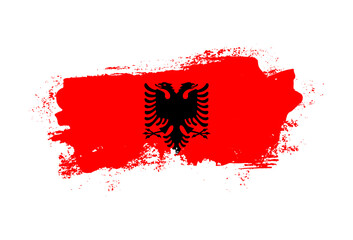 Flag of Albania country with hand drawn brush stroke vector illustration