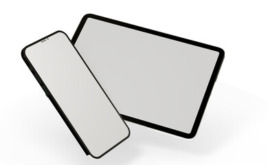 Modern black tablet computer isolated on white background. Tablet pc