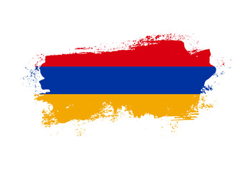 Flag of Armenia country with hand drawn brush stroke vector illustration